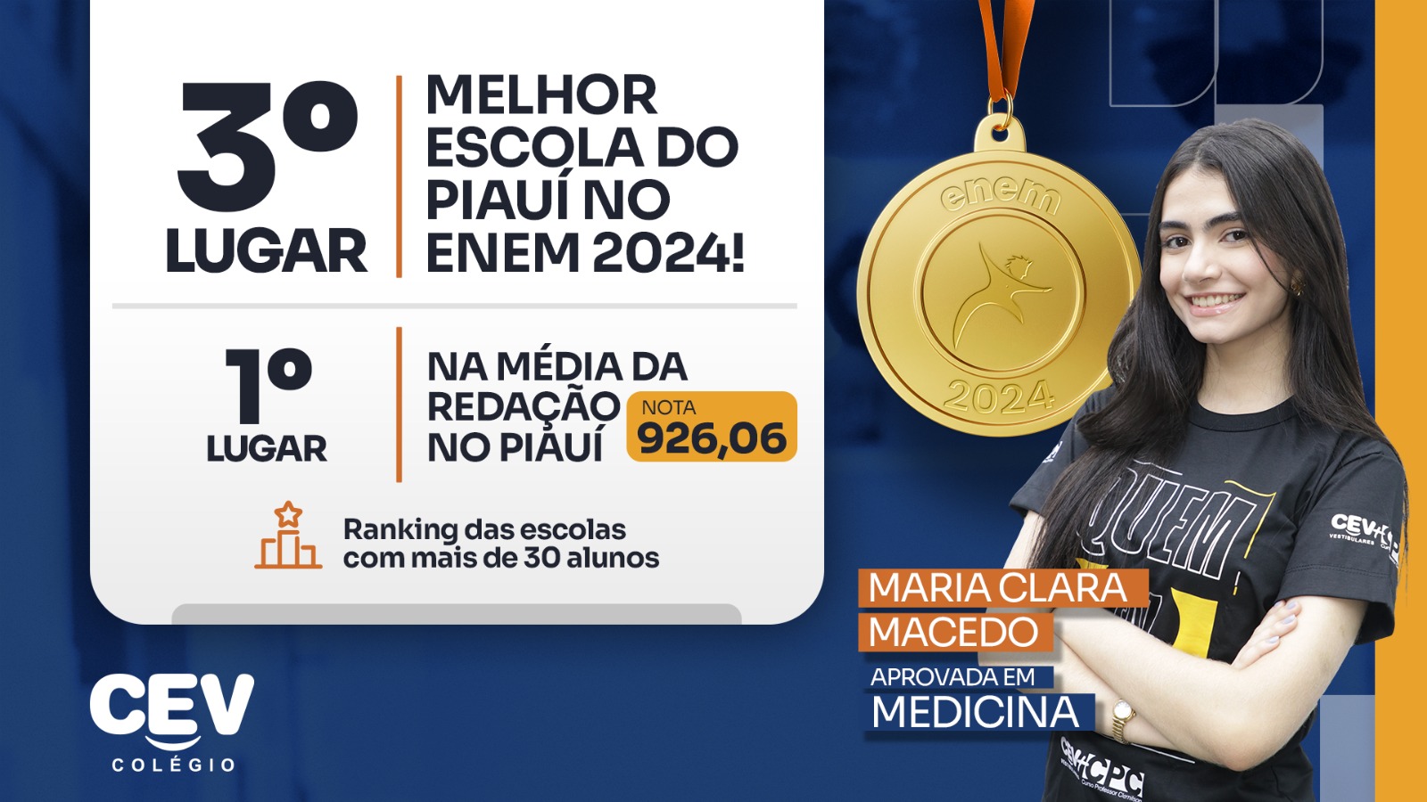 CEV Colégio está entre as melhores escolas do Piauí no ENEM 2024!