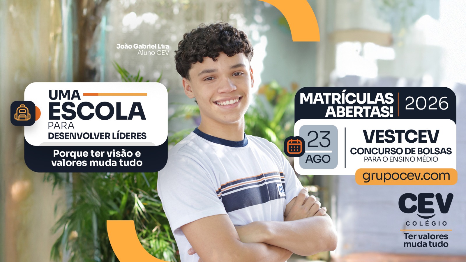 Matrículas abertas para 2026! VestCEV, o concurso de bolsas para o Ensino Médio acontece 23 de agosto 